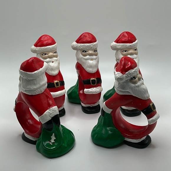 Christmas Santa clause napkin ring holders set of 5 - Picture 1 of 4